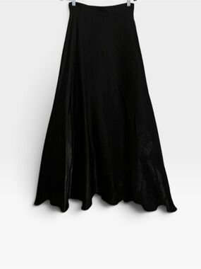 JS Collections Black A-Line Maxi Skirt with Fluid Flare and Slight Shimmer